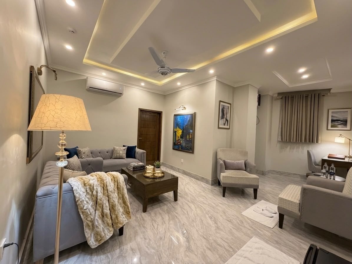 Executive Suite living room and entrance at Regency Suites Hotel, 48 Baloch Road, Gulberg III, Lahore